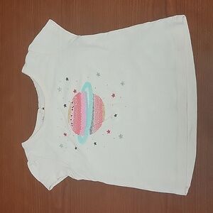 Toughskins solar system planet Saturn shirt  sparkle glitter star starburst pink